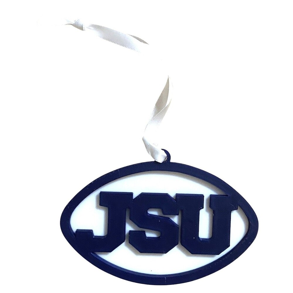 3D Printed 4" Ornament - JSU - Navy over White